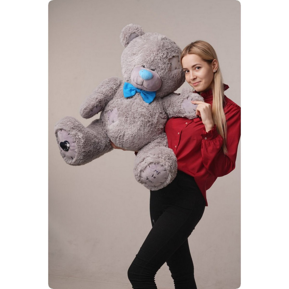 Ведмедик плюшевий Me To You Yarokuz YK0105 сірий з латками 100 см