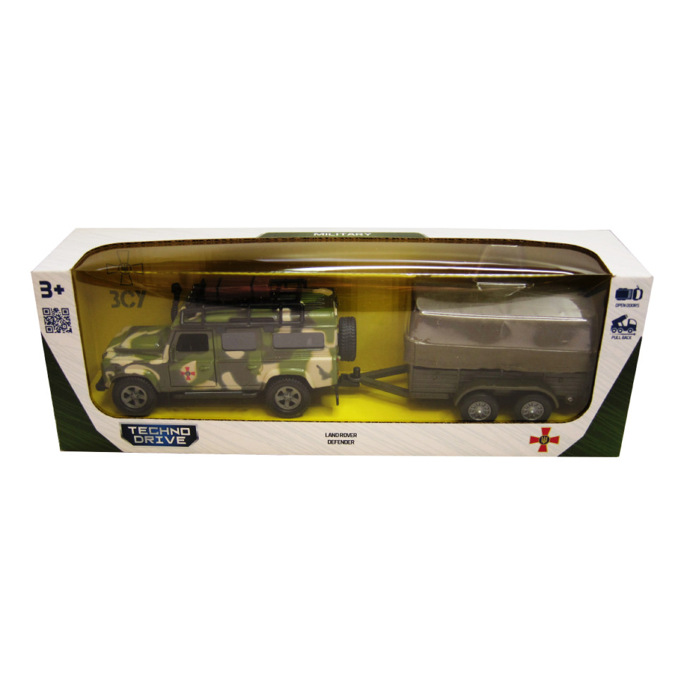 Игровой набор Land Rover Defender Mилитари TechnoDrive 520027.270 с прицепом