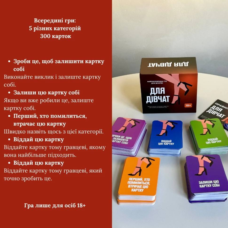 Настольная игра Для девушек Gamesly 290131, 5 разных категорий карт