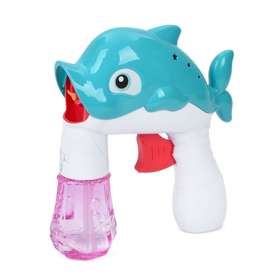 Мильні бульбашки Пістолет-дельфін Bambi JT6903(Blue) 13 см, механічний, запаска 7,5 см