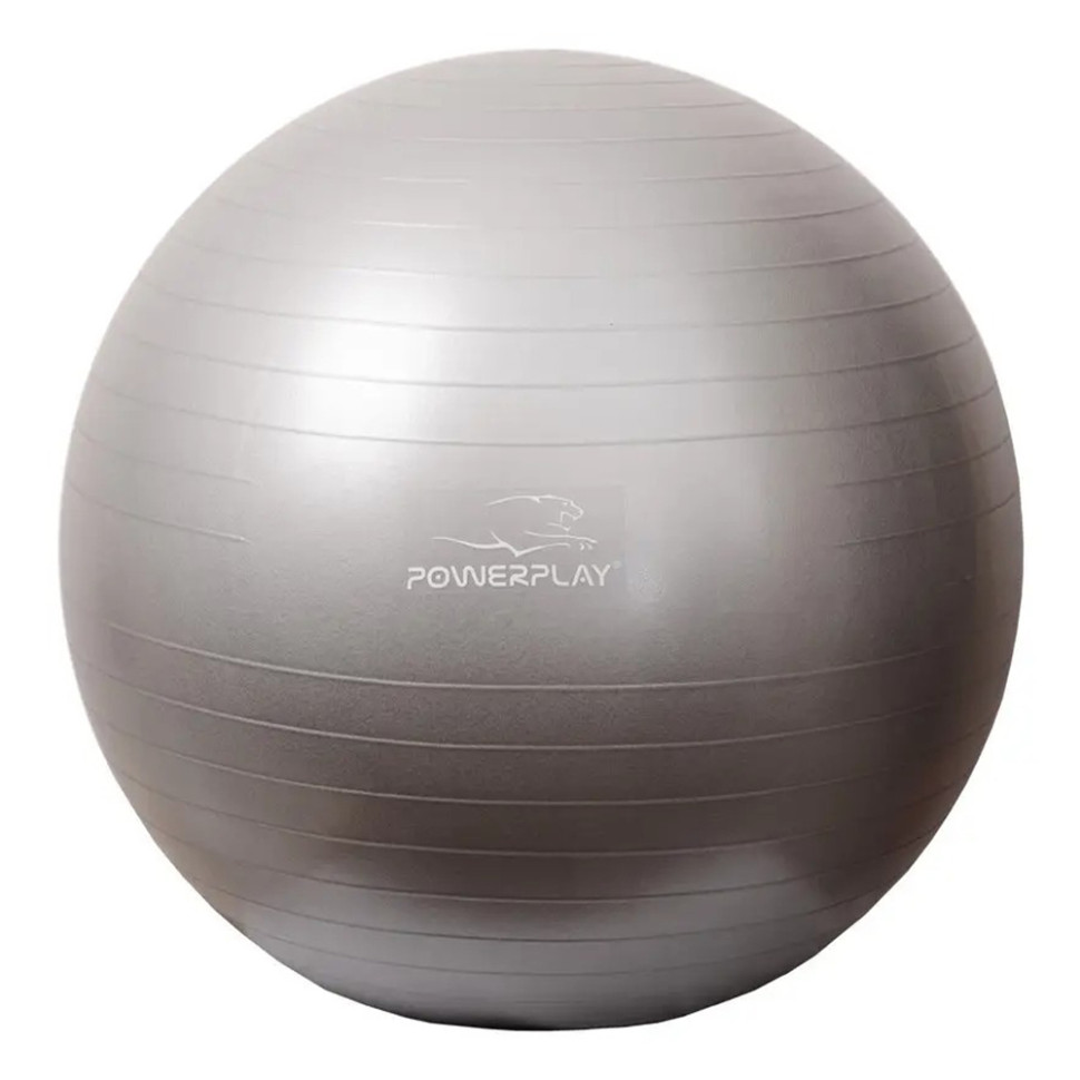 М'яч для фітнесу та гімнастики PowerPlay PP_4001_75_Silver, сріблястий, насос