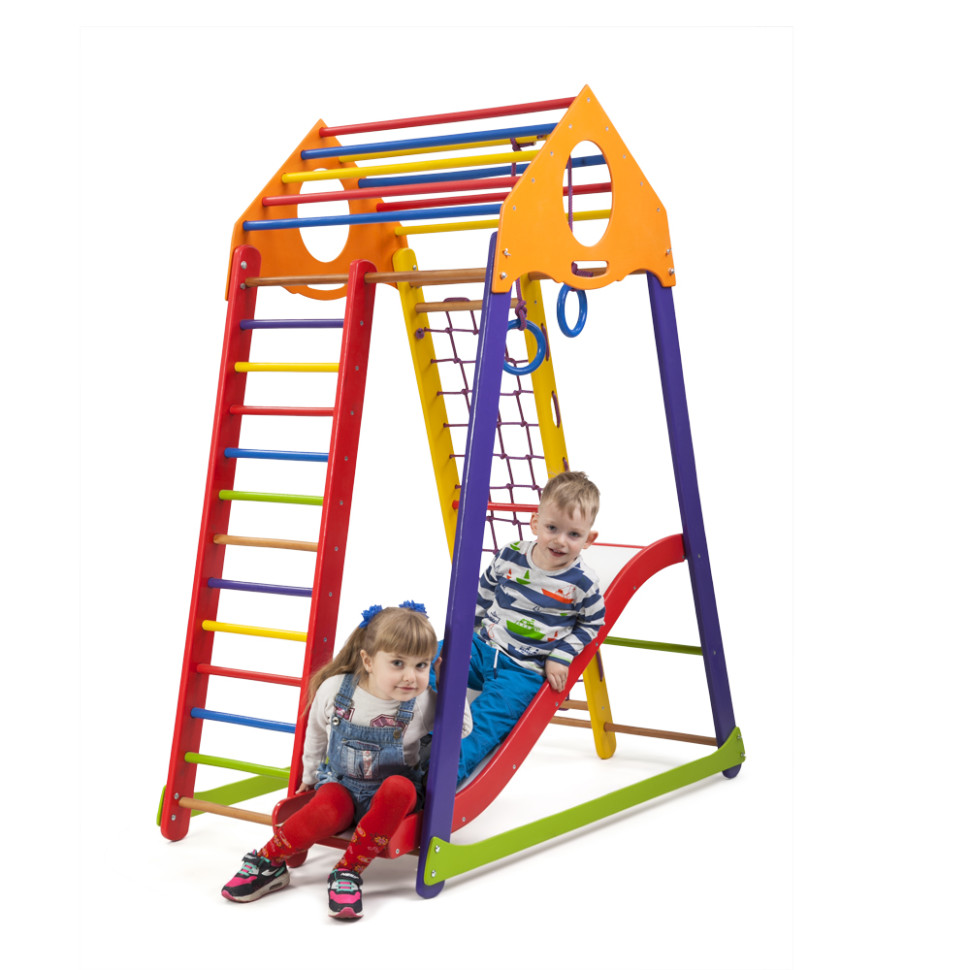 Дитячий спортивний комплекс SportBaby BambinoWood Color Plus 1 гірка хвиля