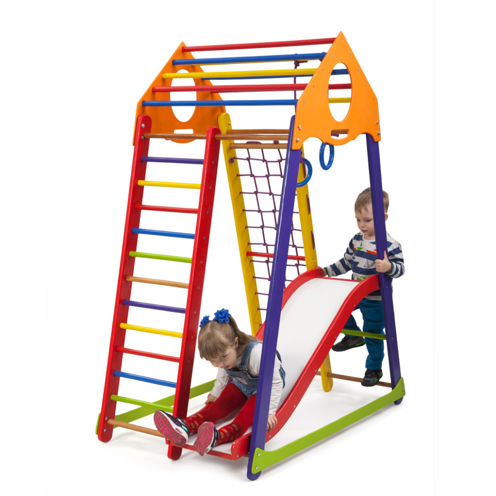 Дитячий спортивний комплекс SportBaby BambinoWood Color Plus 1 гірка хвиля
