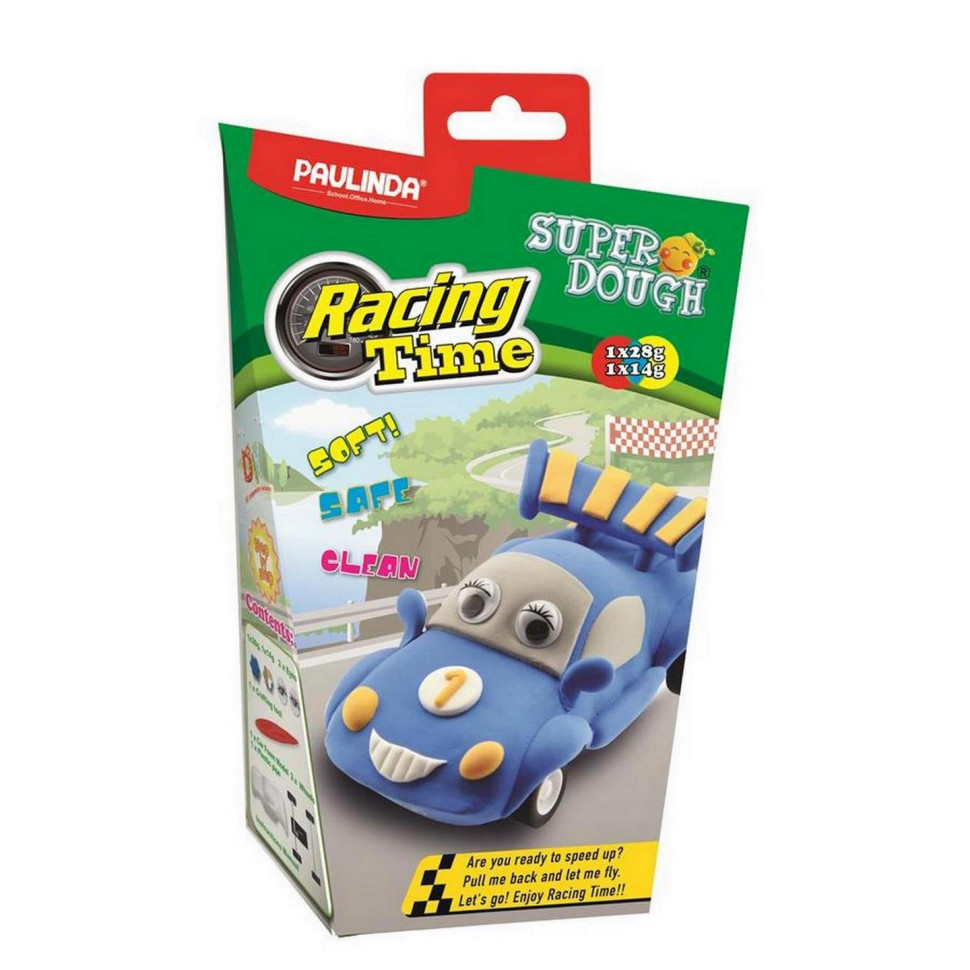Маса для ліплення Paulinda Super Dough Racing time Машинка синя інерційний механізм PL-081161-1