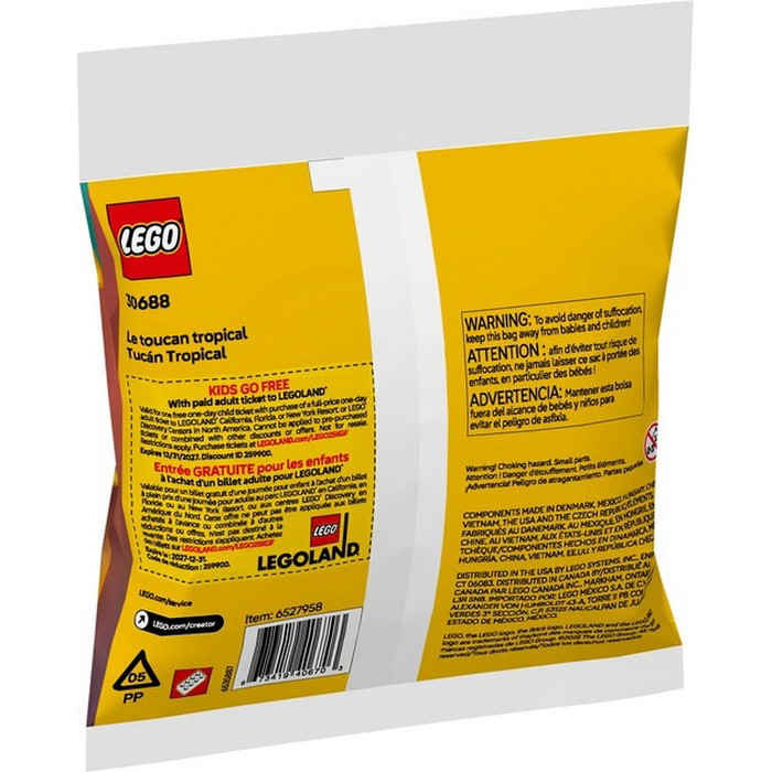 Конструктор Creator Тропический тукан LEGO 30688, 59 деталей