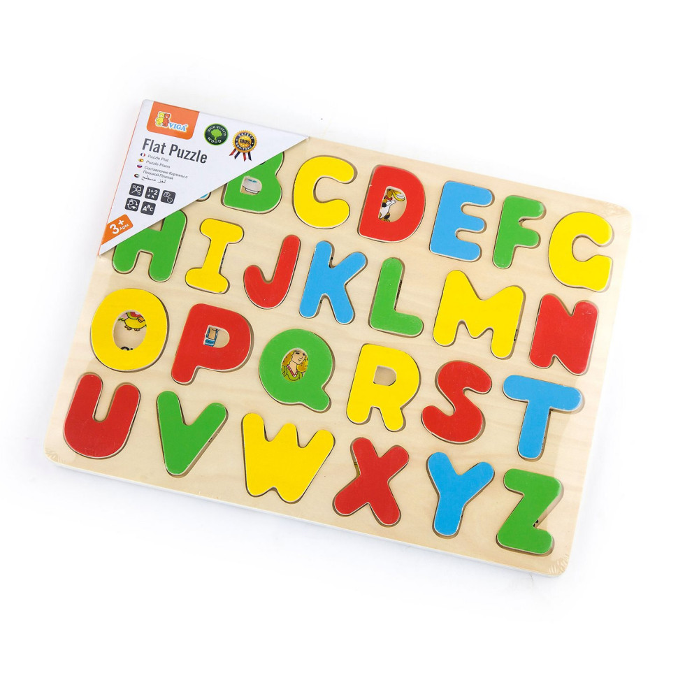 Дерев'яний пазл Англійська абетка Viga Toys 58543 великі літери