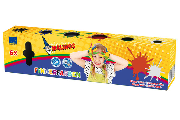 Краски пальчиковые непроливаемые MALINOS Fingerfarben 6 цветов MA-300012