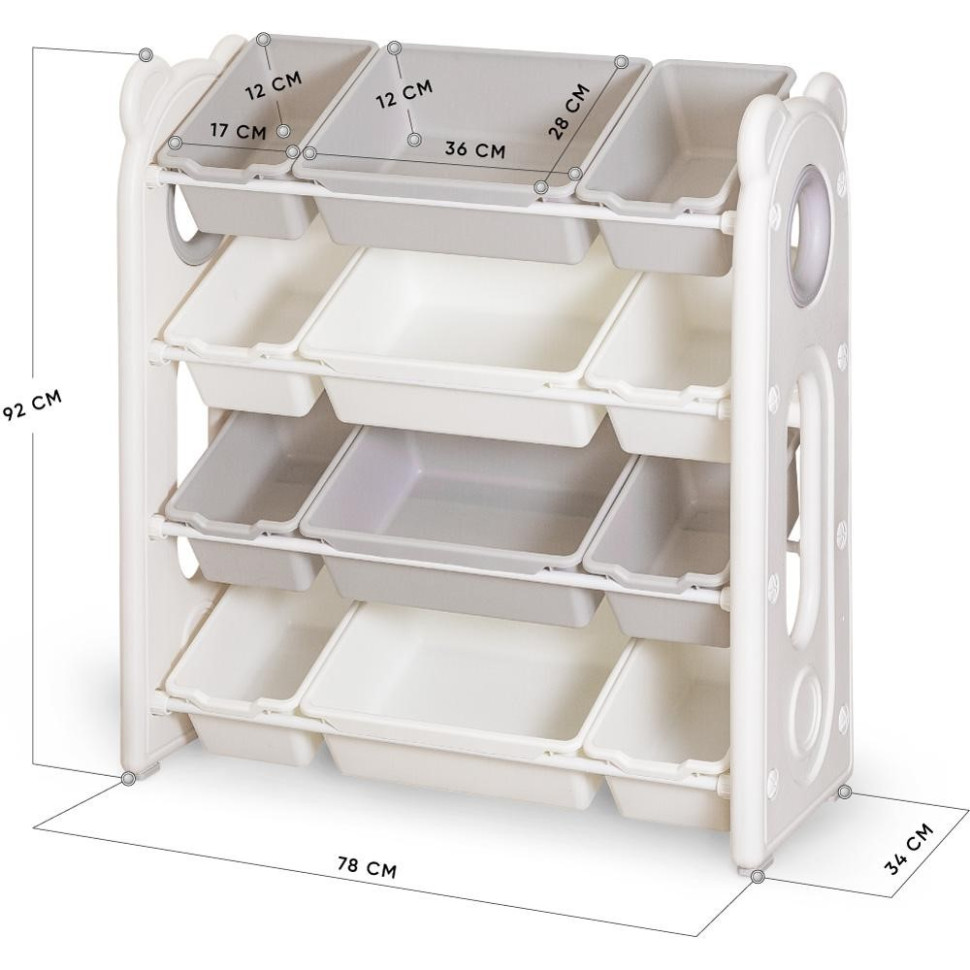 Стеллаж для книг и игрушек Olaf Mealux KD-E025 White/Grey белый-серый