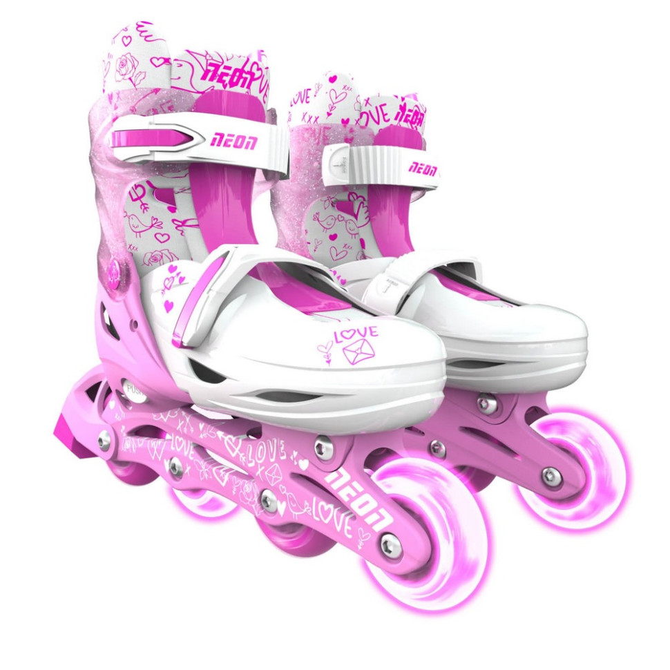 Дитячі ролики Inline Neon NT08P4 колеса що світяться, розмір 34-37, рожевий
