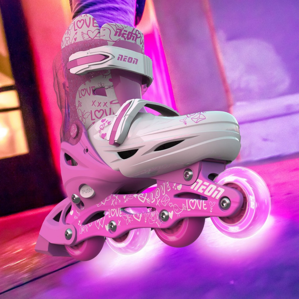 Дитячі ролики Inline Neon NT08P4 колеса що світяться, розмір 34-37, рожевий