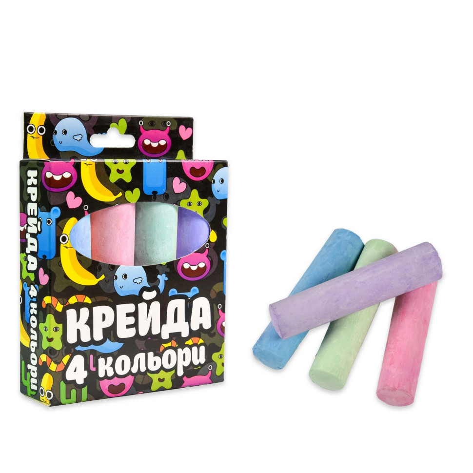 Мел для рисования на асфальте Strateg 50115ST 4 штуки, разноцветные