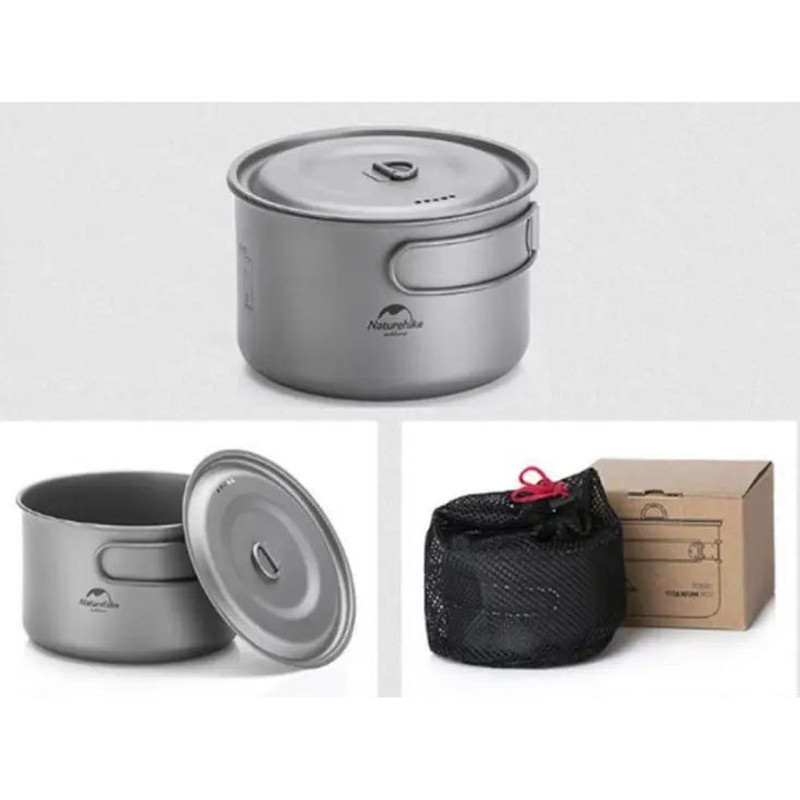 Кастрюля титановая со складной ручкой NH18T202-B Naturehike 6927595733561, 1300 мл