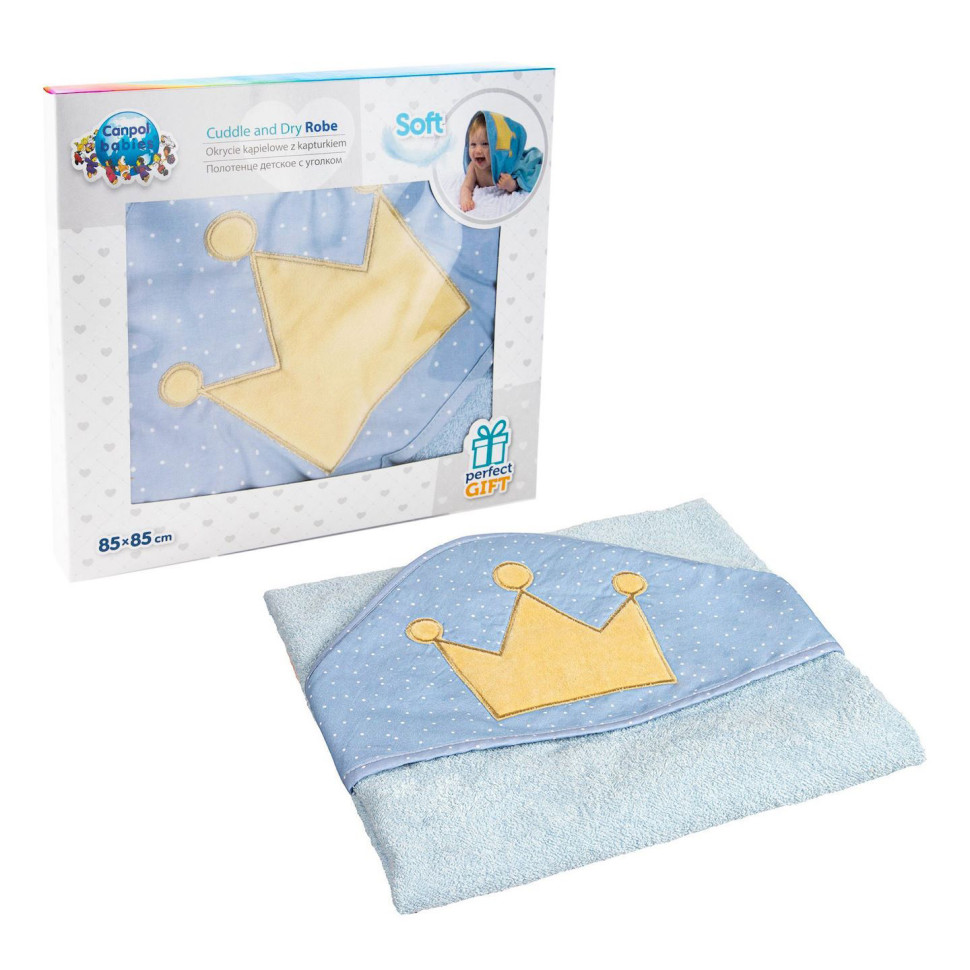 Дитячий рушник після купання King Canpol babies 26/800_blu з капюшоном 85x85 см