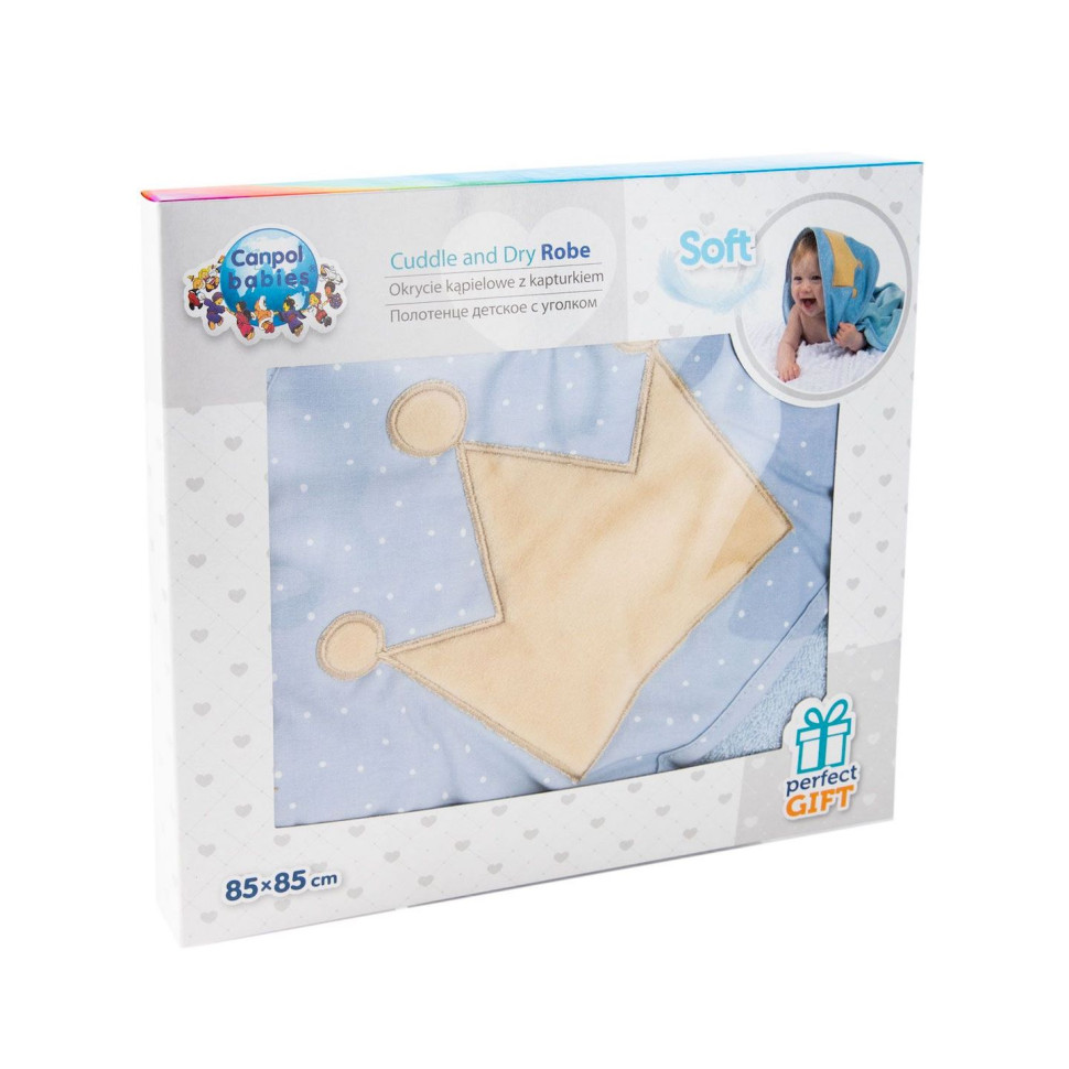 Дитячий рушник після купання King Canpol babies 26/800_blu з капюшоном 85x85 см