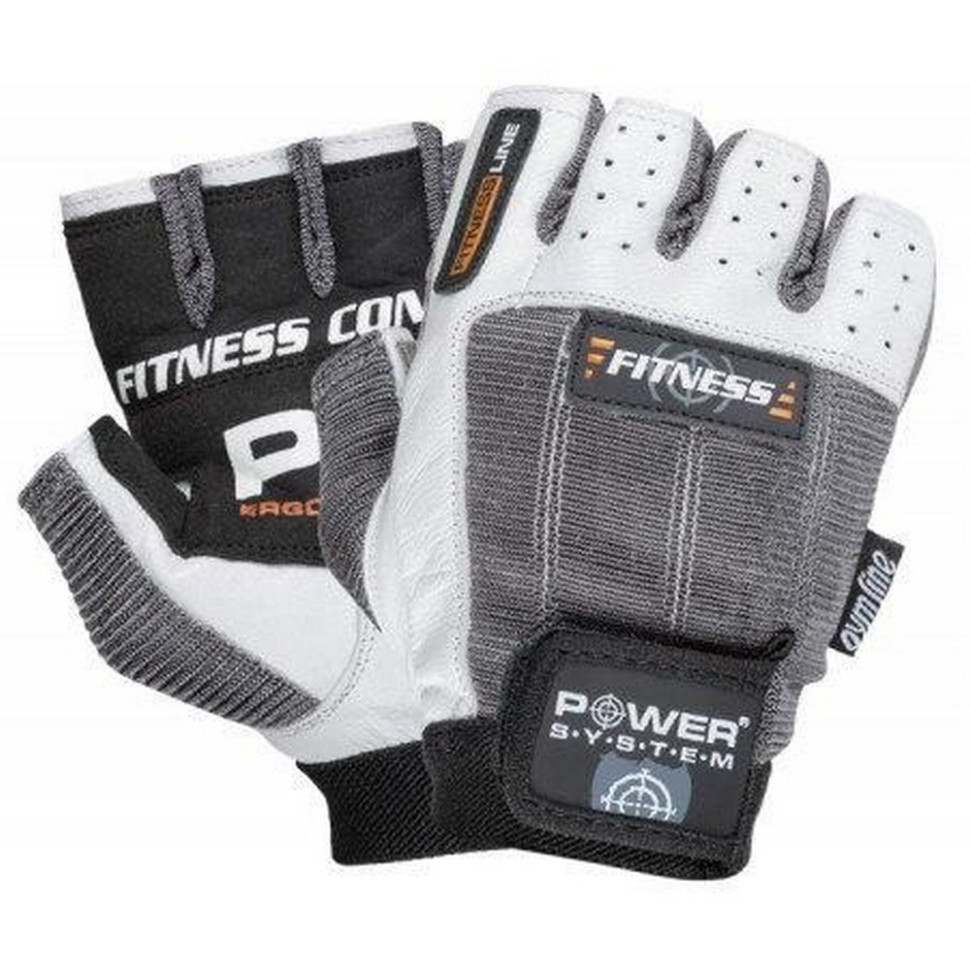 Рукавички для фітнесу Fitness Power System PS-2300_XL_Grey-White, XL 21 см