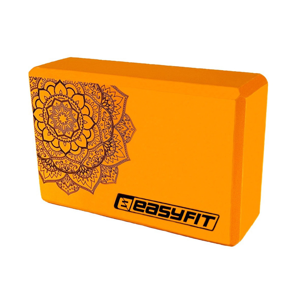 Блок для йоги с рисунком EasyFit EF-1819-O, EVA, оранжевый