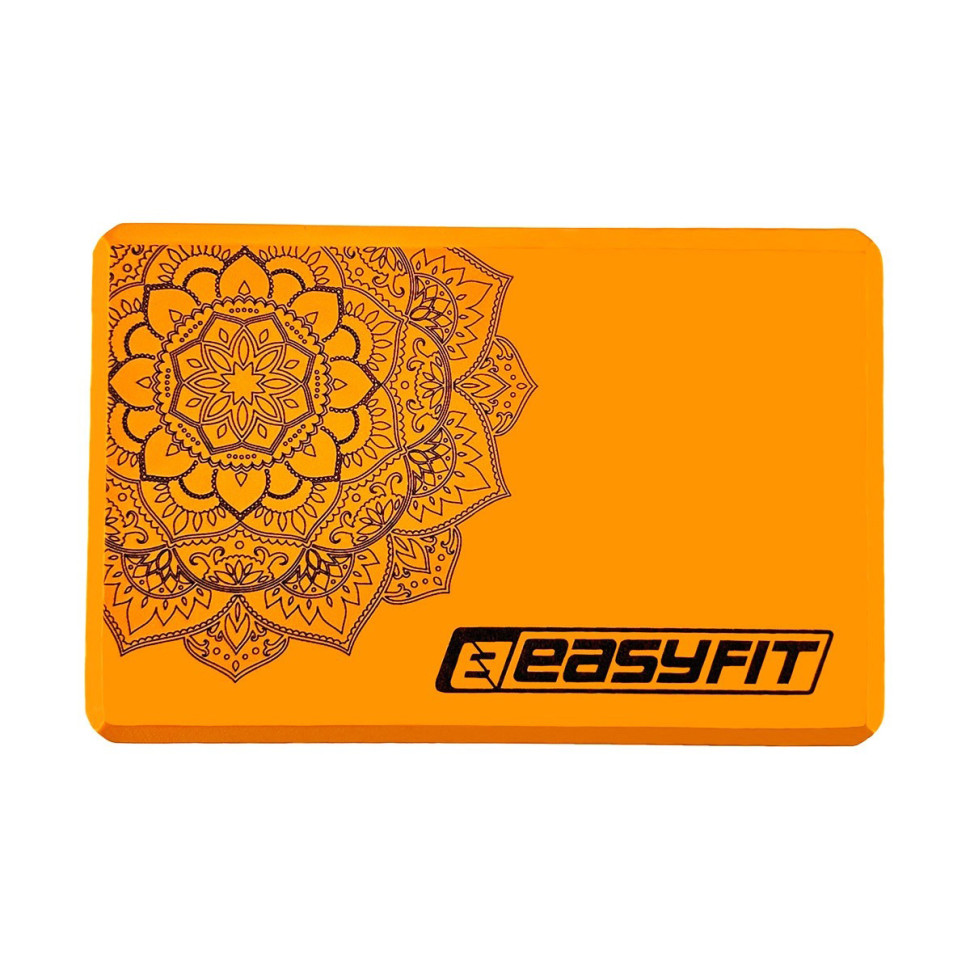 Блок для йоги с рисунком EasyFit EF-1819-O, EVA, оранжевый