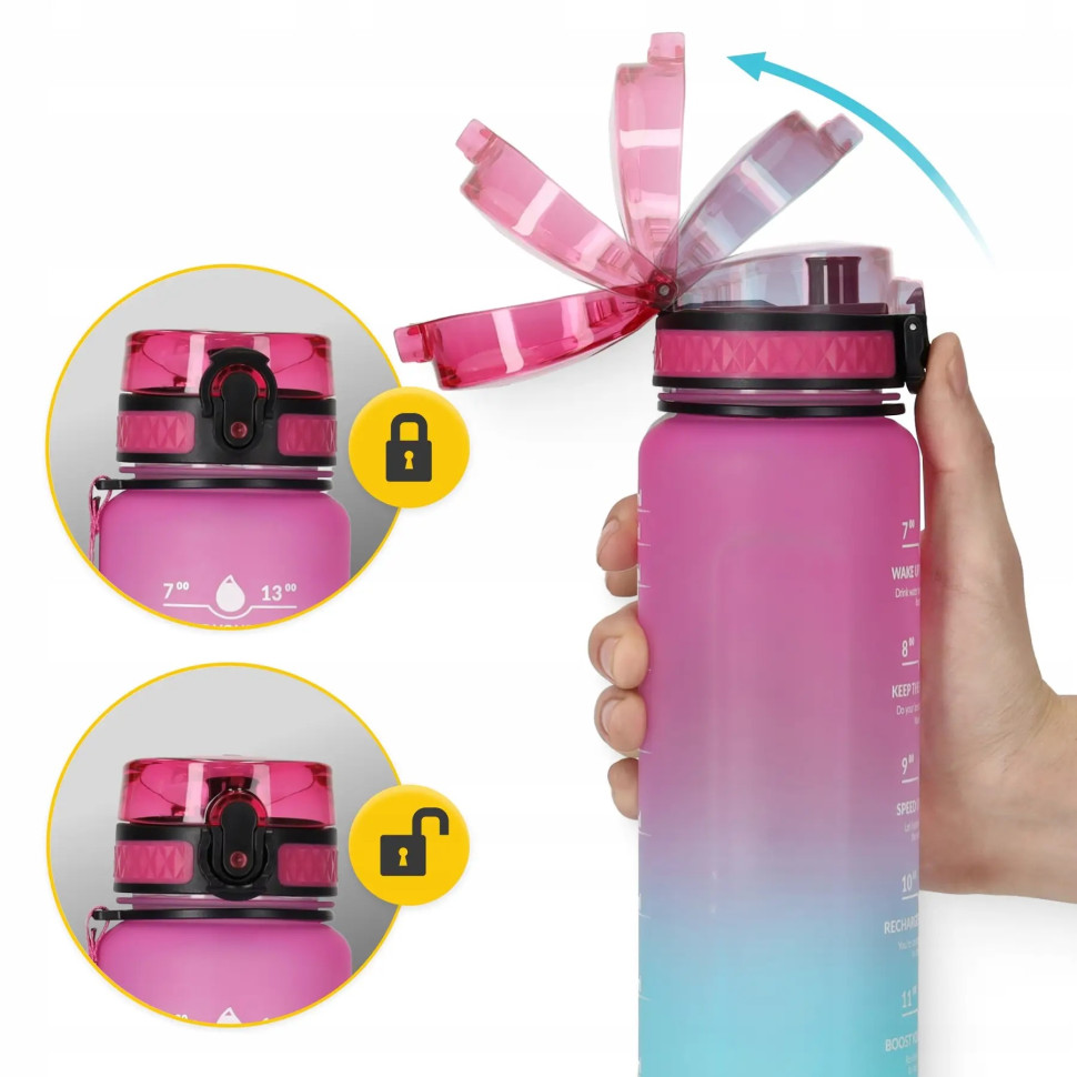 Спортивна пляшка для води 4FIZJO 4FJ0630 Pink/Sky Blue 1000 мл