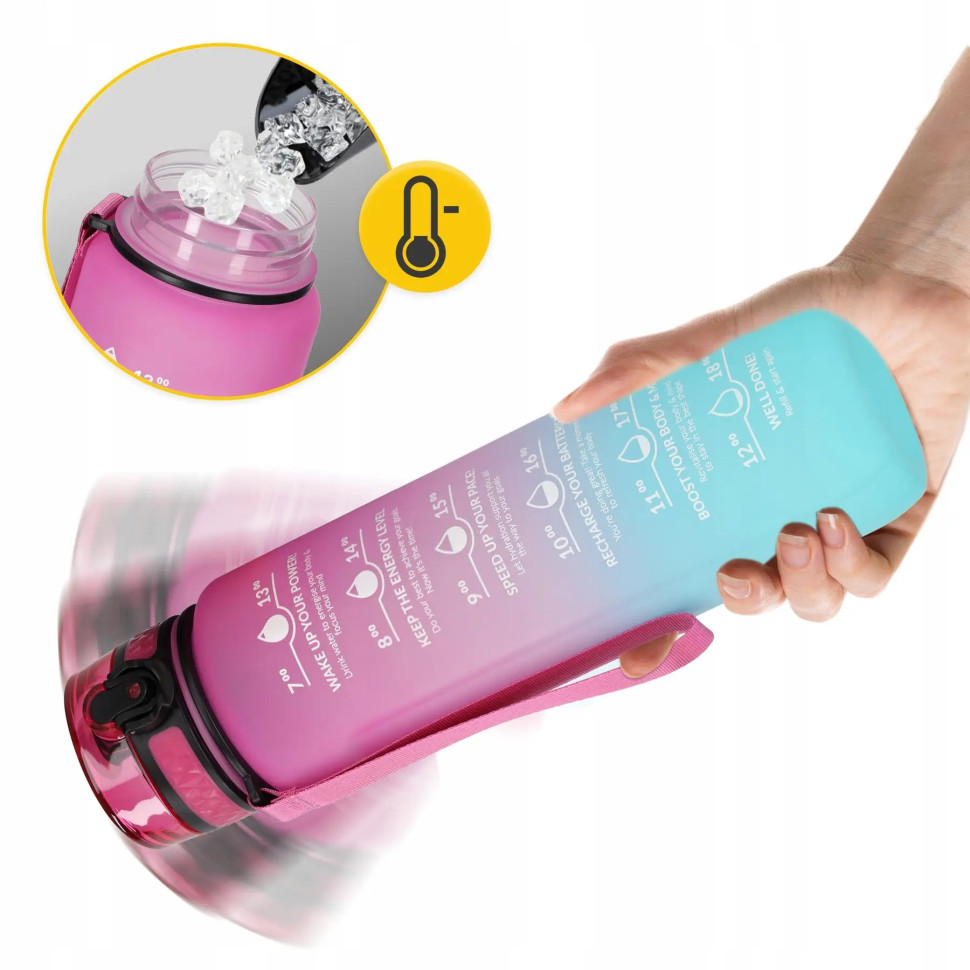 Спортивна пляшка для води 4FIZJO 4FJ0630 Pink/Sky Blue 1000 мл