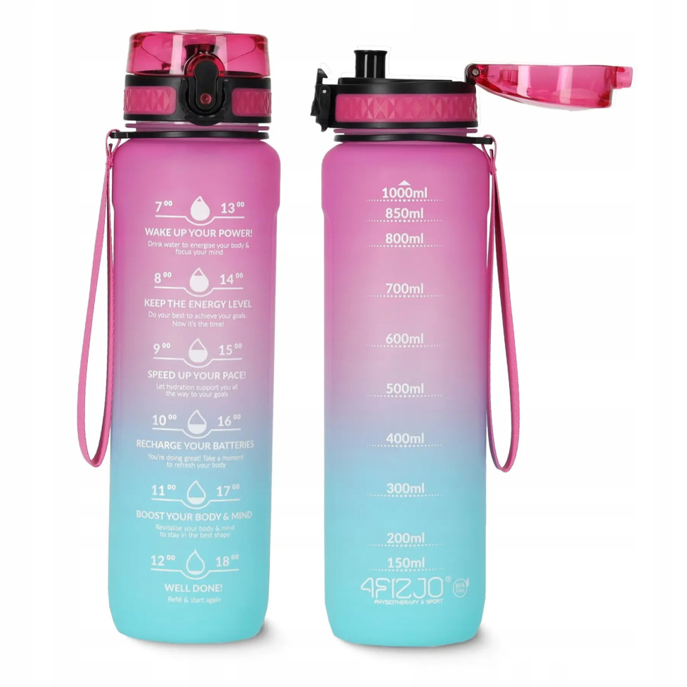 Спортивна пляшка для води 4FIZJO 4FJ0630 Pink/Sky Blue 1000 мл