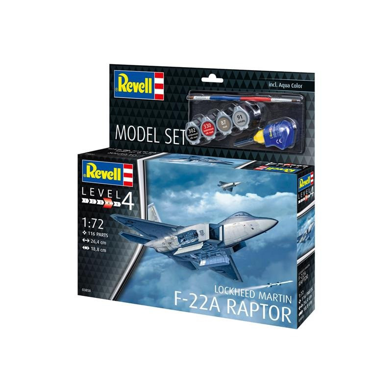 Сборная модель-копия Самолет Lockheed Martin F-22A Raptor Revell RVL-63858 уровень 4 масштаб 1:72