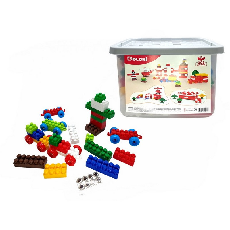 Дитячий блочний конструктор Doloni 013999/04 у пластиковому боксі, 303 деталі