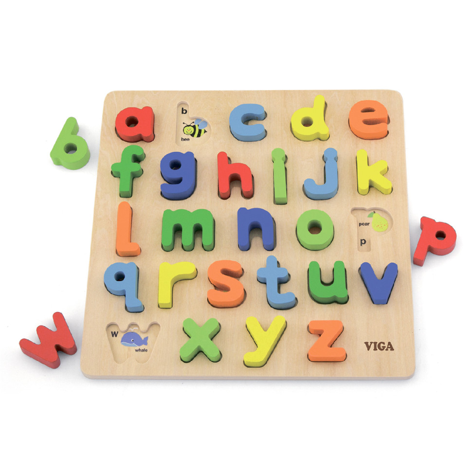 Деревянный пазл Английский алфавит Viga Toys 50125 строчные буквы 