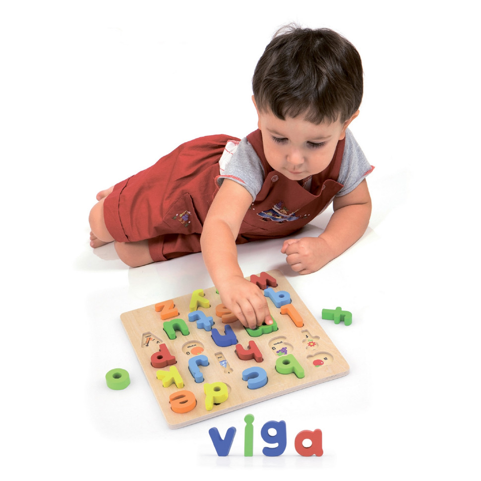 Деревянный пазл Английский алфавит Viga Toys 50125 строчные буквы 