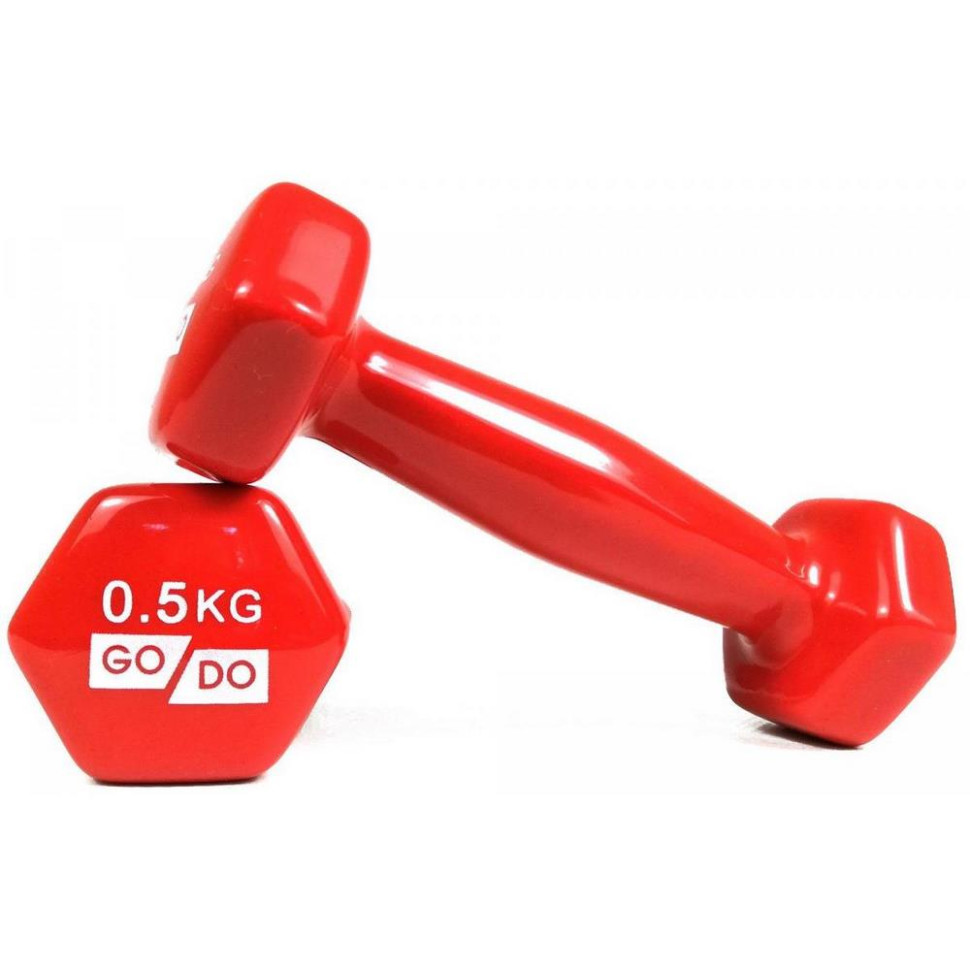 Гантелі для фітнесу з вініловим покриттям GoDo GD-0.5R 1 кг ( пара)