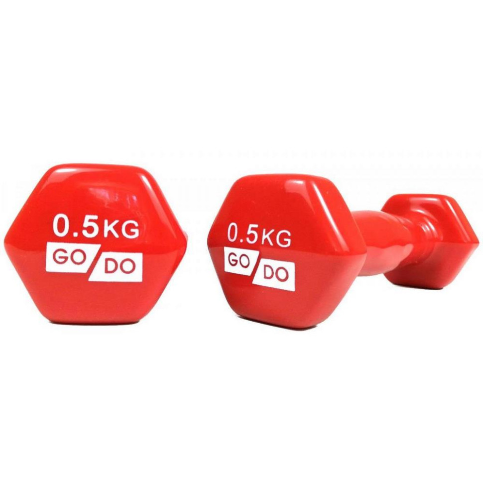 Гантелі для фітнесу з вініловим покриттям GoDo GD-0.5R 1 кг ( пара)