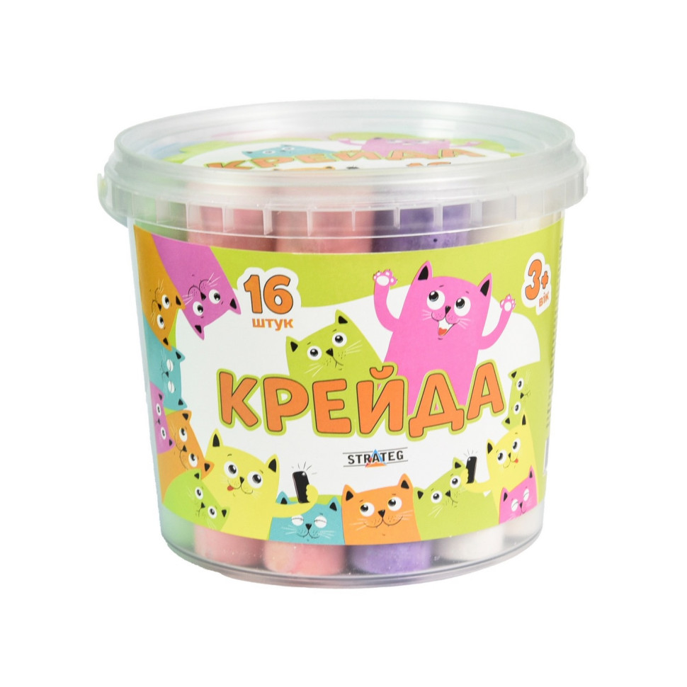 Мел для рисования на асфальте Strateg 50139ST 16 штук, разноцветные