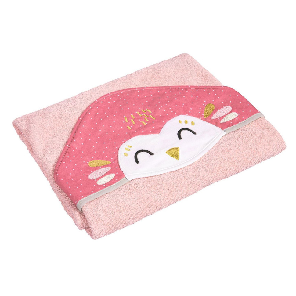 Дитячий рушник після купання Сова Canpol babies 26/801_pin з капюшоном 100x100 см