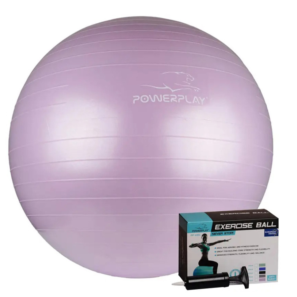 М'яч для фітнесу PowerPlay PP_4001_65_Lilac, Ліловий, насос