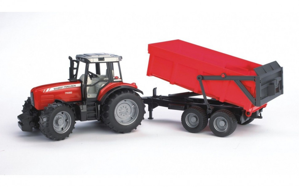 Машинки модельки Трактор игрушечный Massey Ferguson 7480 c прицепом, М1:16 02045