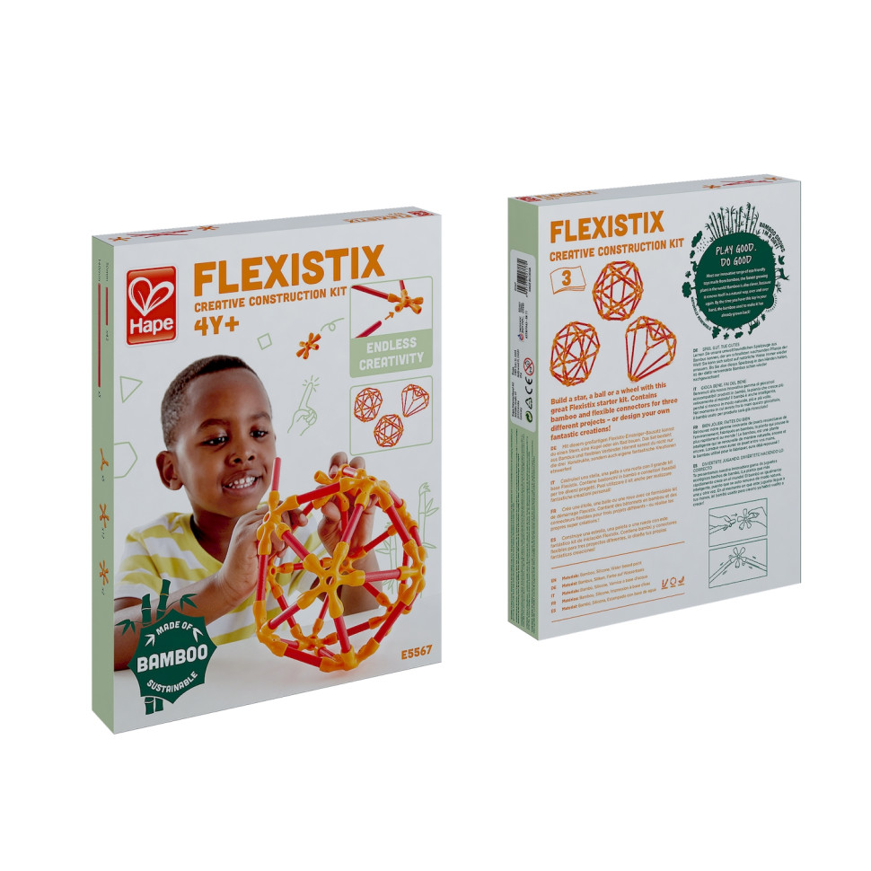 Конструктор Flexistix Строительство Hape E5567, 66 деталей, бамбуковый