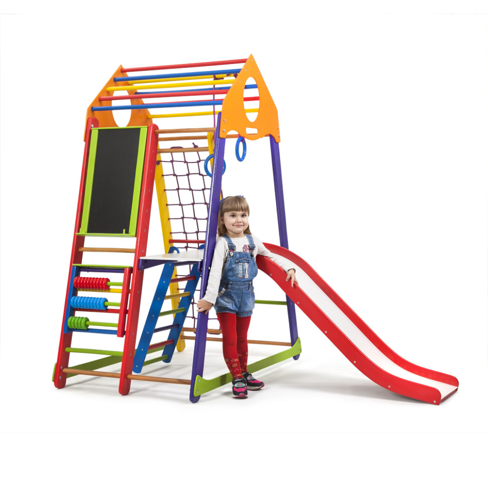 Детский спортивный комплекс SportBaby BambinoWood Color Plus 3 с мольбертом и столиком