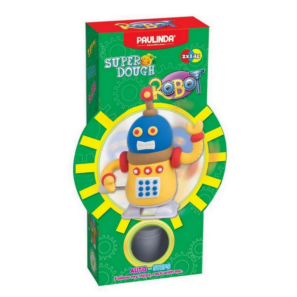 Масса для лепки Paulinda Super Dough Robot заводной механизм (шагает), желтый PL-081178-2