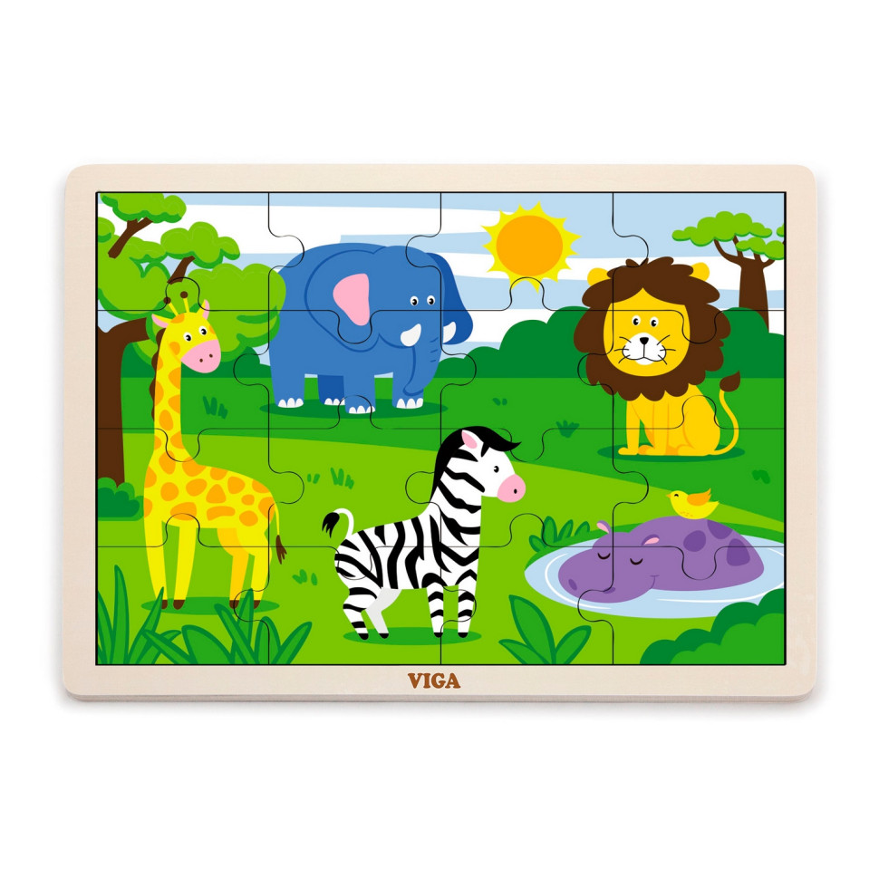 Дерев'яний пазл В Африці Viga Toys 51449, 16 елементів