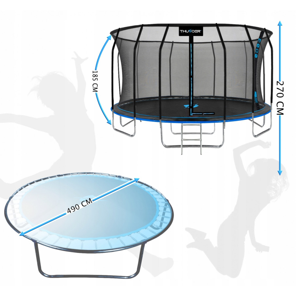 Батут із внутрішньою сіткою Thunder INSIDE-ELITE-16FT-BLUE Black/Blue 490 см