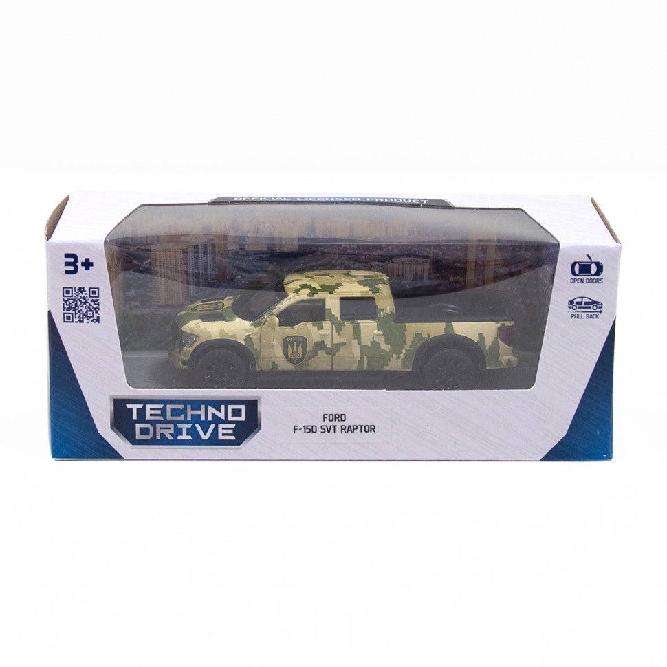 Автомодель игровая FORD F-150 SVT RAPTOR МИЛИТАРИ TechnoDrive 250296 металл