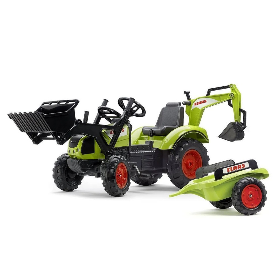 Детский трактор на педалях Falk 2070Y CLAAS ARION с прицепом, передним и задним ковшами