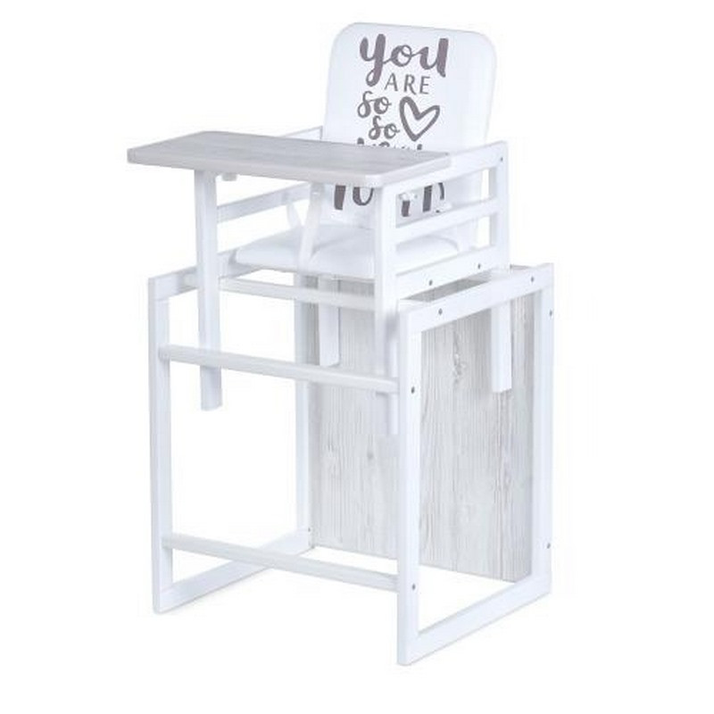 Стільчик для годування Bambi Nature аляска, трансформер, 2-х точ.ремені, білий