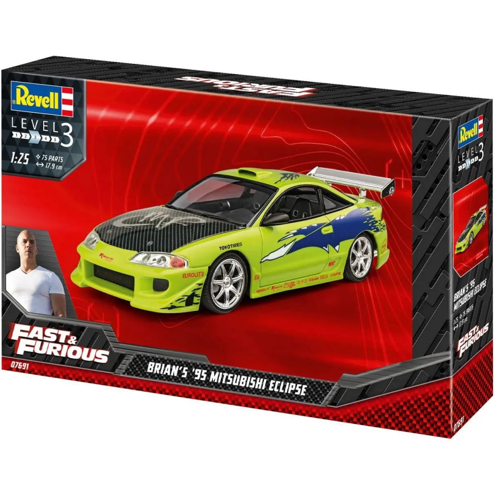 Збірна модель Автомобіль Mitsubishi Eclipse 1995 Revell RVL-07691 з к/ф Форсаж, рівень 3, 1:25