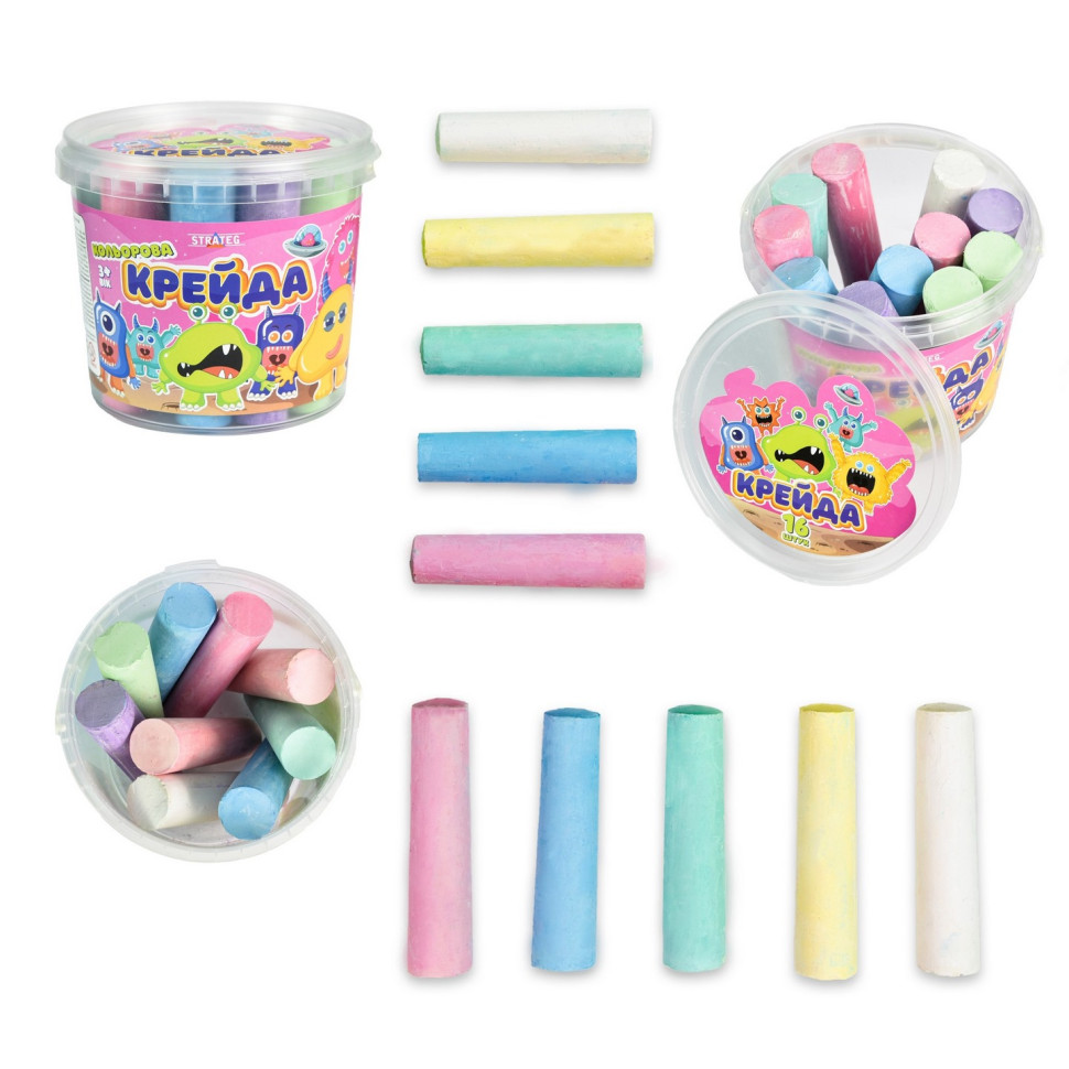 Мел для рисования на асфальте Strateg 50138ST 16 штук, разноцветные