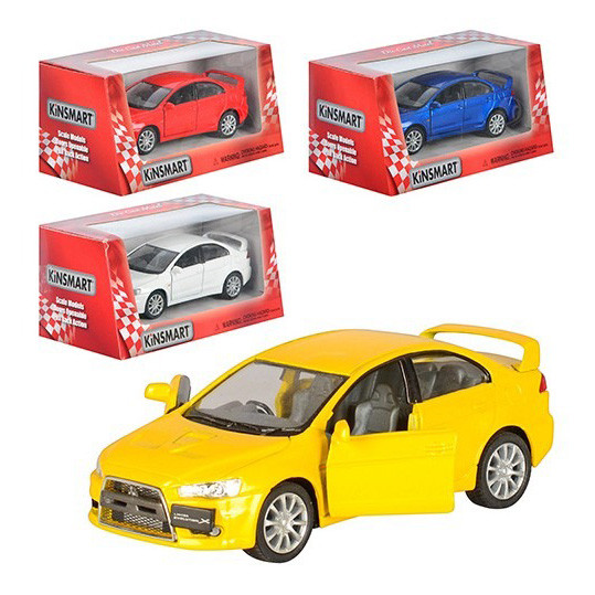 Автомодель легковая MITSUBISHI LANCER EVOLUTION Kinsmart KT5329W инерционная, масштаб 1:36