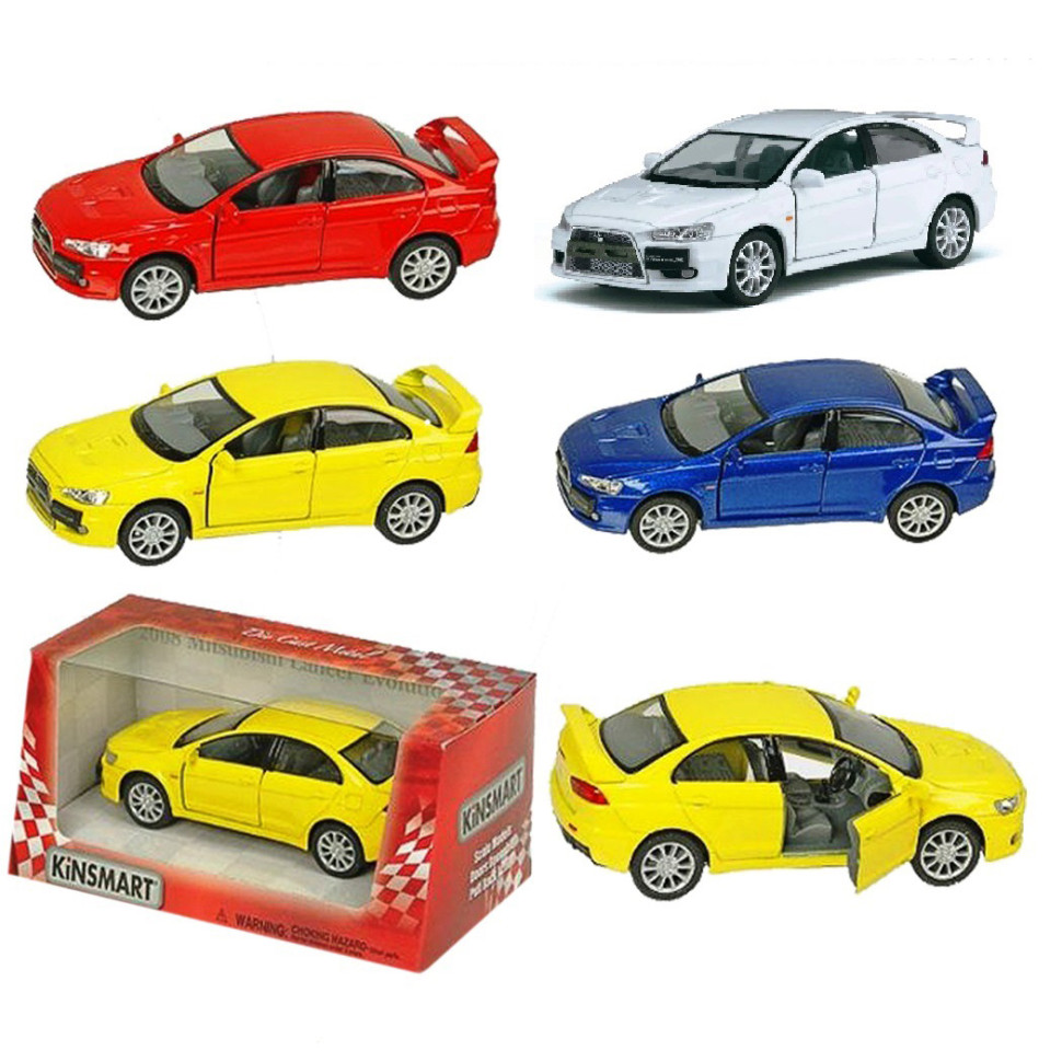 Автомодель легковая MITSUBISHI LANCER EVOLUTION Kinsmart KT5329W инерционная, масштаб 1:36