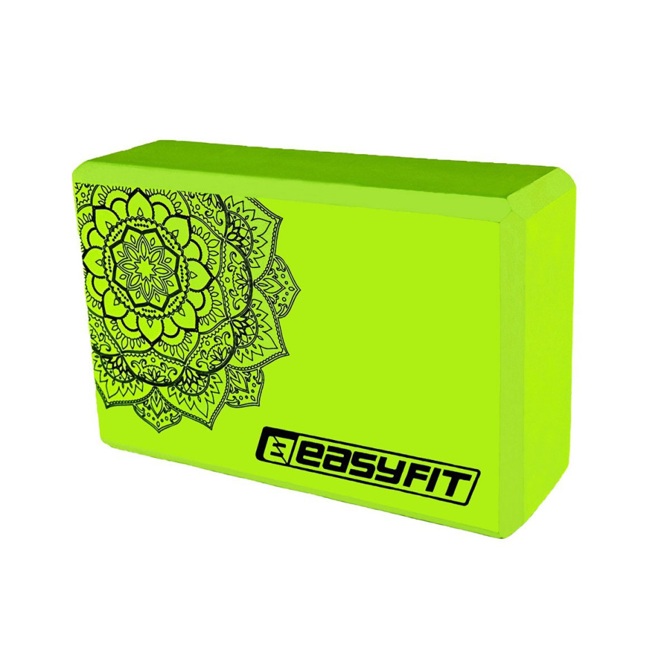 Блок для йоги с рисунком EasyFit EF-1819-G, EVA, салатовый