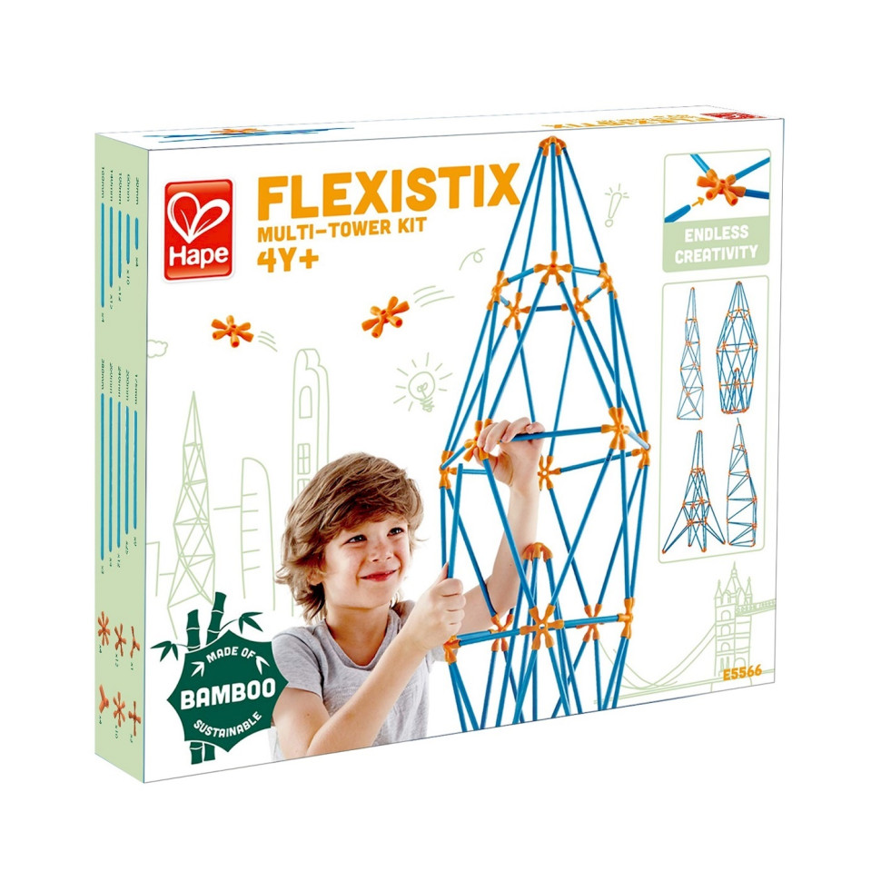Конструктор Flexistix Башни Hape E5566, 132 детали, бамбуковый