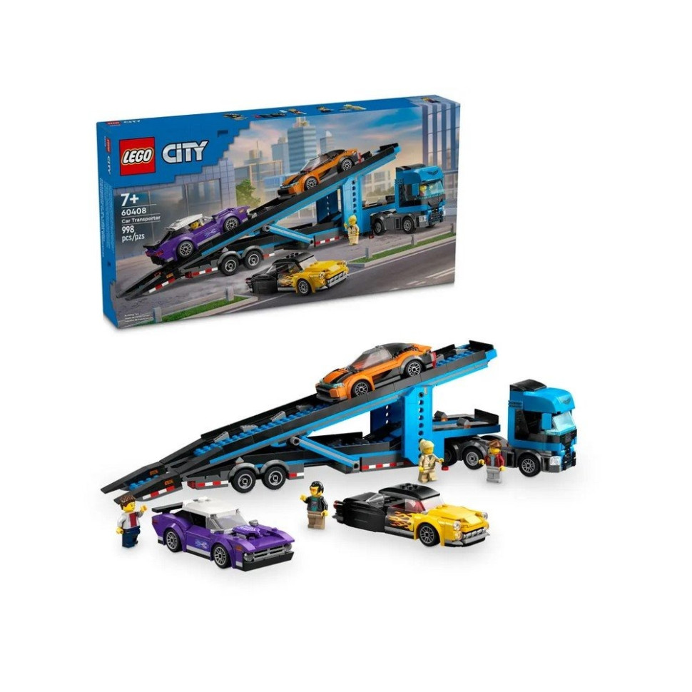 Конструктор «Грузовик-транспортер со спортивными авто» LEGO 60408, 998 деталей