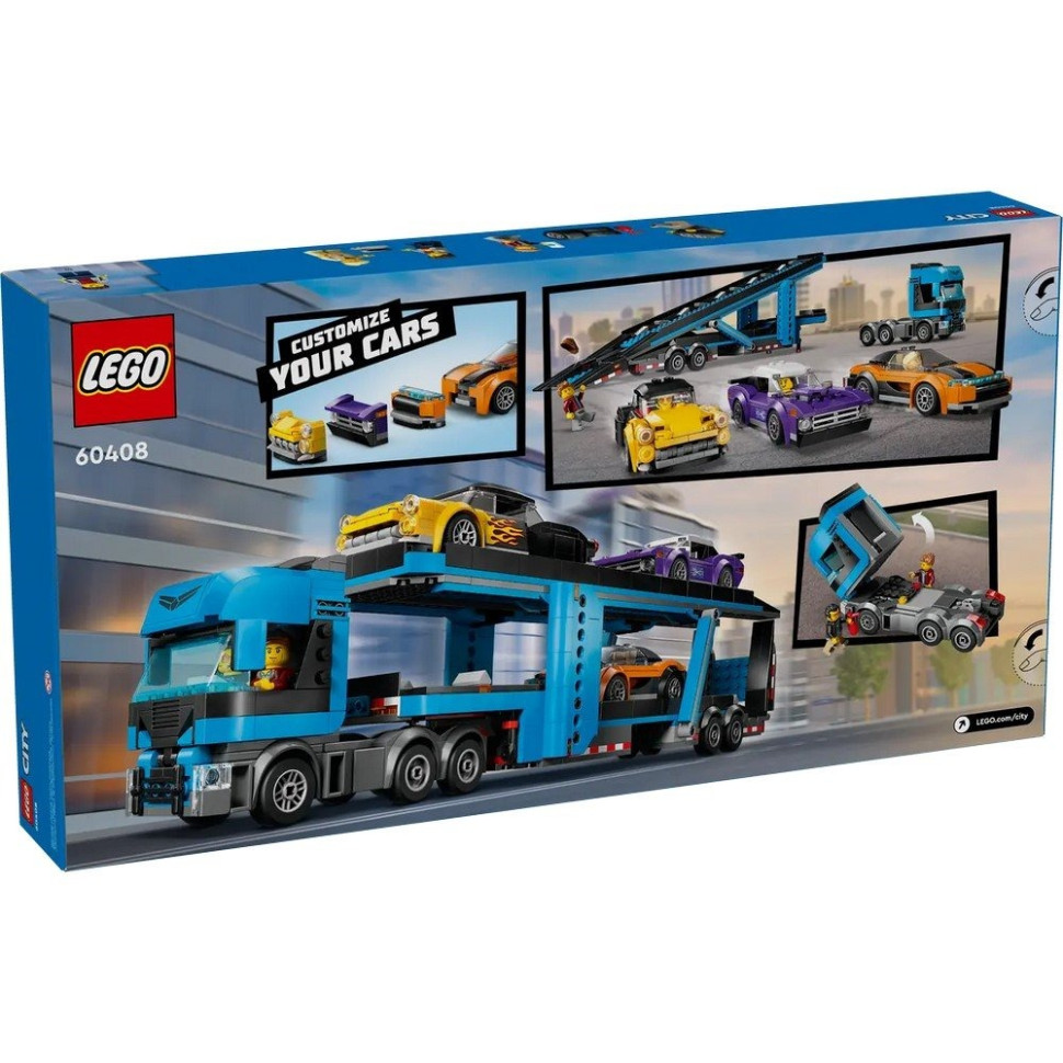 Конструктор «Грузовик-транспортер со спортивными авто» LEGO 60408, 998 деталей